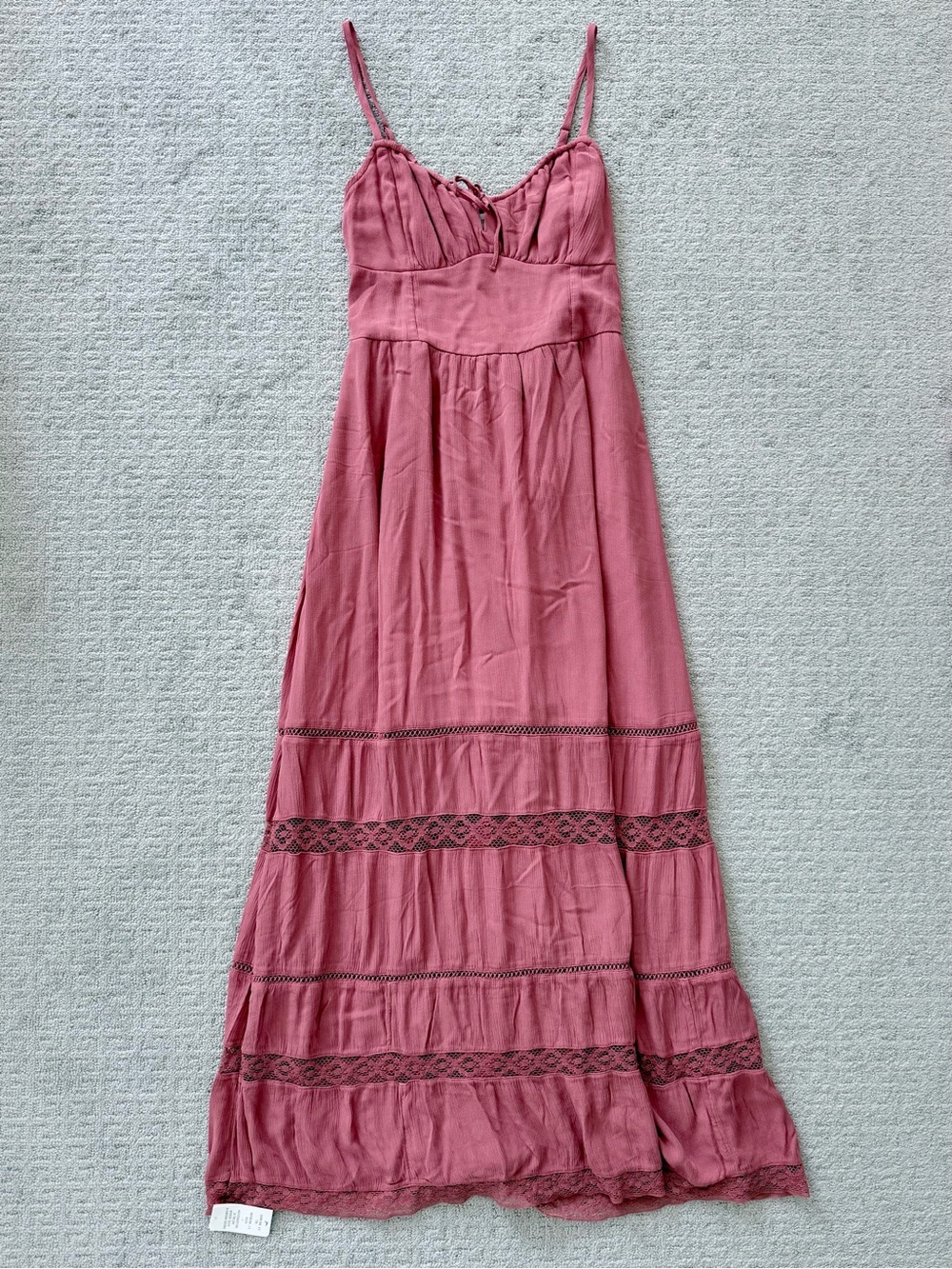 Hollister Women’s Dusty Rose Maxi Dress with Lace Insets, Small